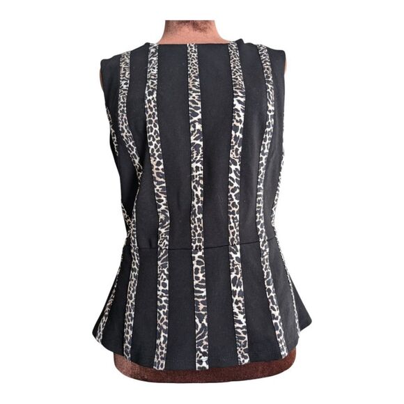 Peter Nygard 🐆 stripe black peplum statement top size s - Picture 2 of 8